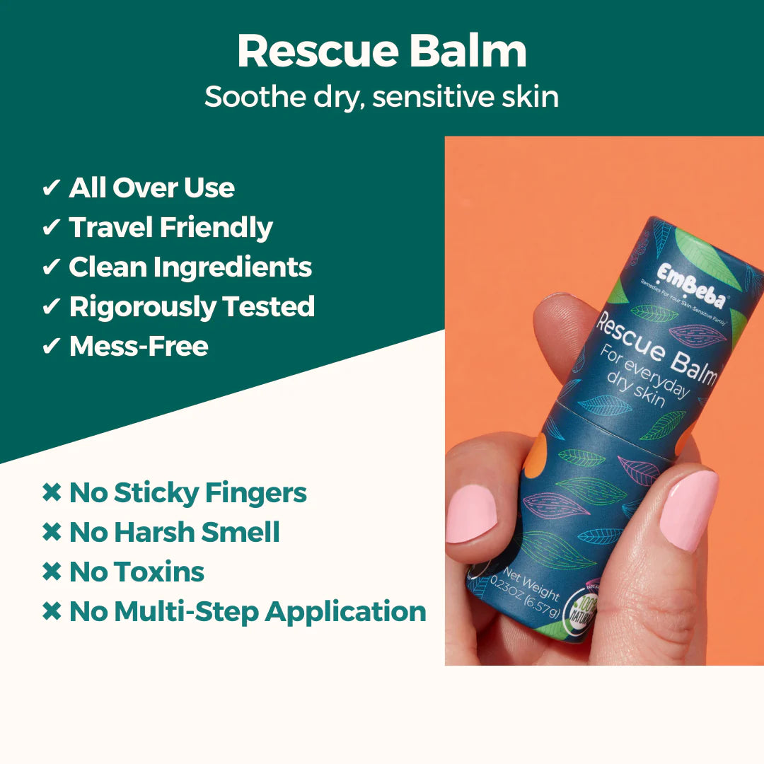 EmBeba Natural Rescue Balm Targeted Relief For Dry, Irritated Skin