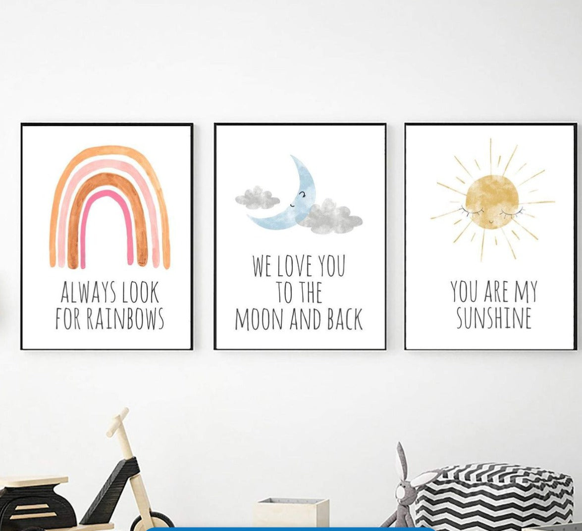 BohoBaby Canvas Moon,Sun,Rainbow