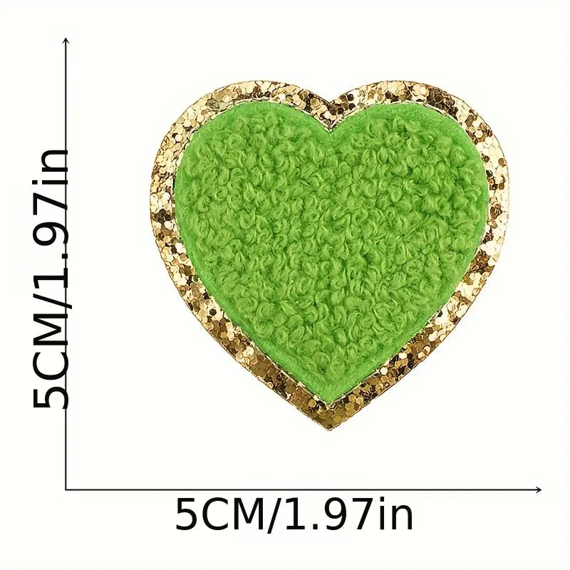 5cm Heart Chenille Embroidered Iron On Patch