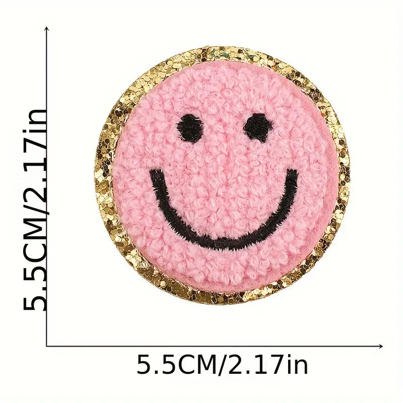 Smiley Chenille Embroidered Iron On Patches