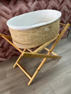 Baby Moses Basket,Mattress & Stand - Natural Hand Woven