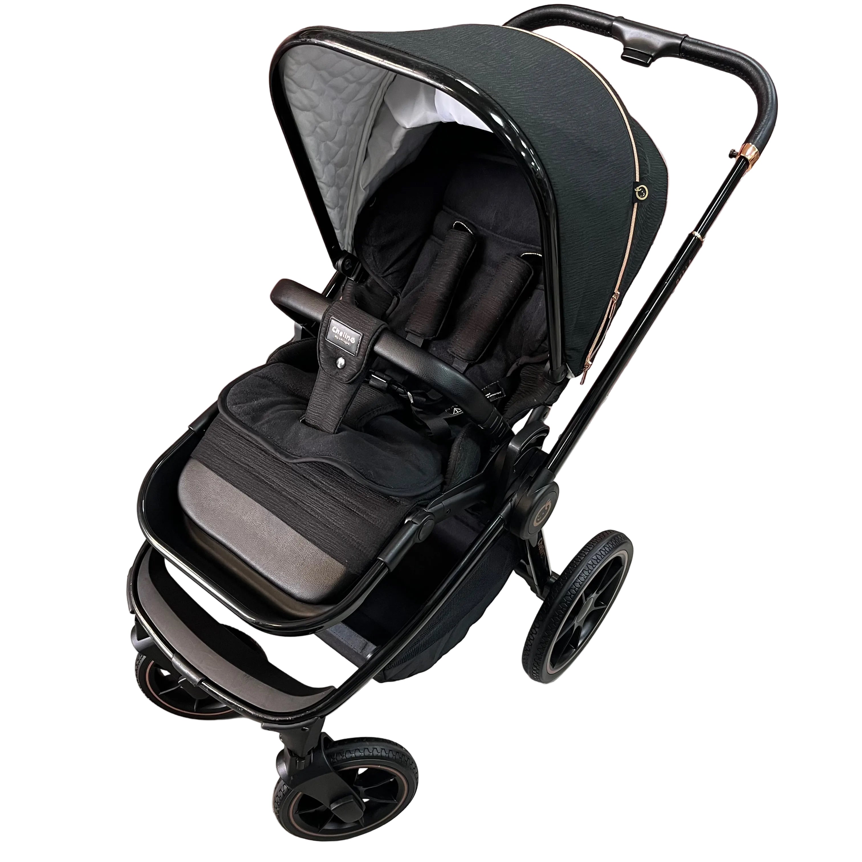 Chelino Bella Stroller Shiny Black/rose – PR3LOVED