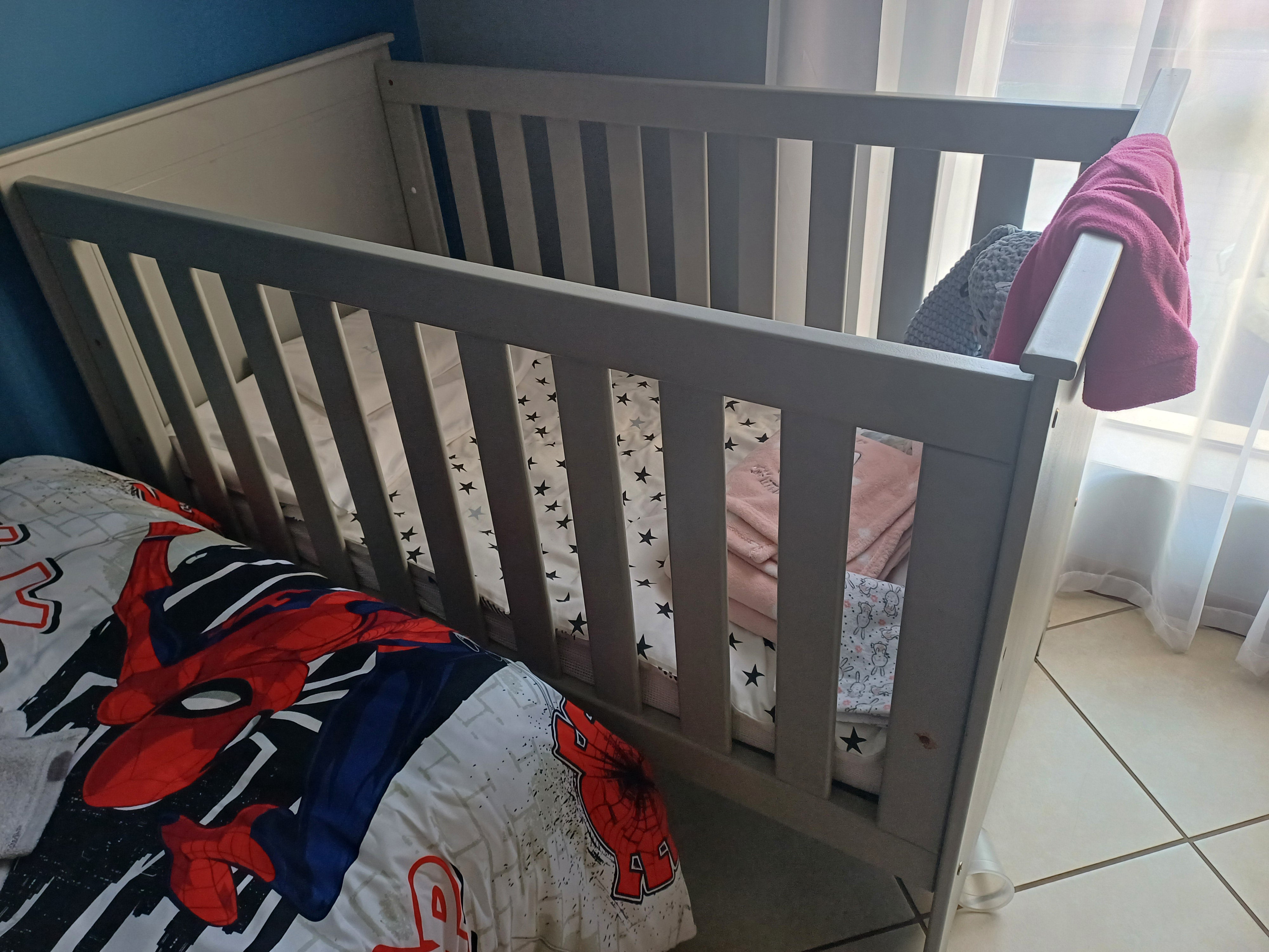 Large wooden cot and changer*