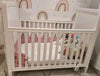 Custom made white solid wooden cot with cream velvet upholstery*