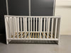 White and Silver Cot with 2 slip bars