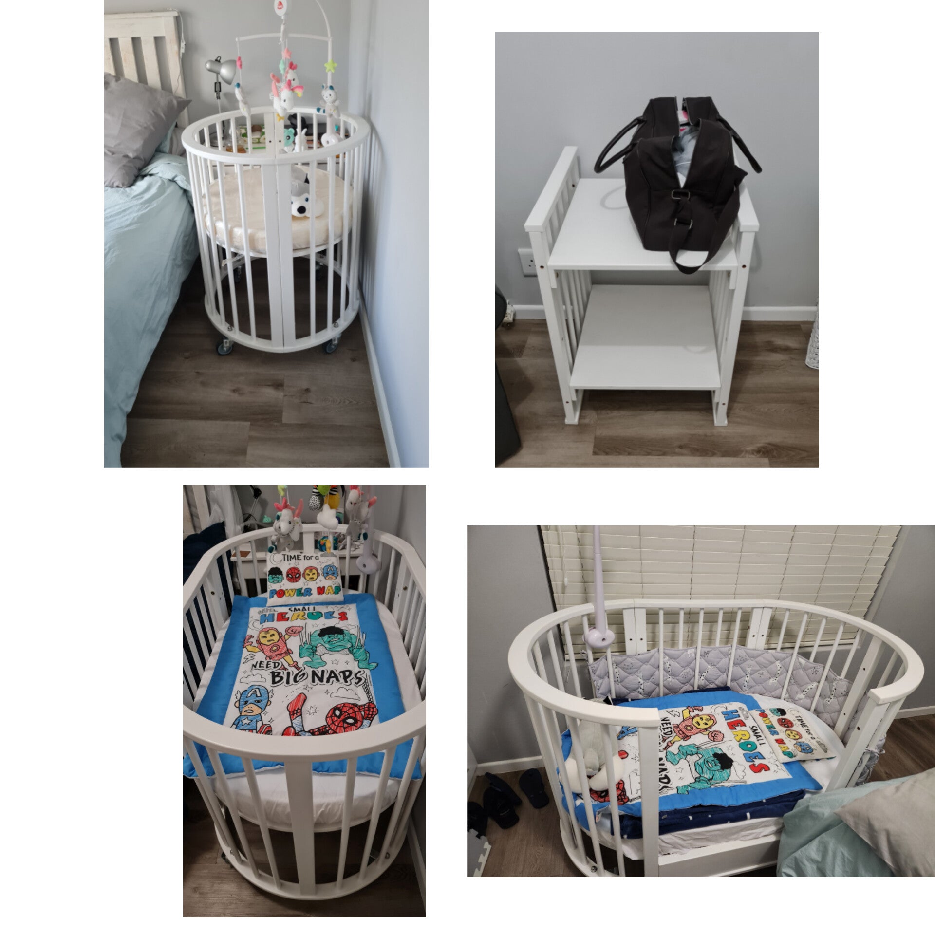 White wooden Oliver Oval Crib*