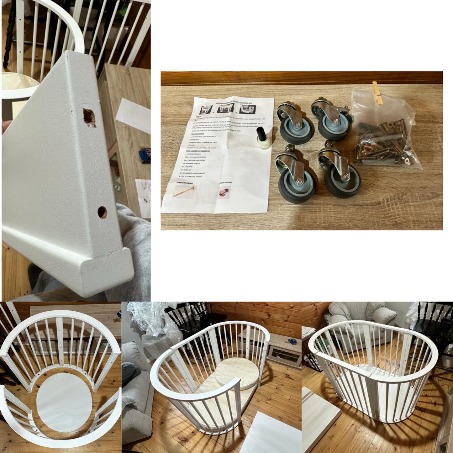 White wooden Oliver Oval Crib*