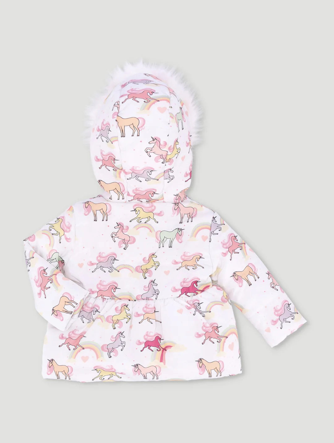 Baby Girls Unicorn Puffer Jacket - White