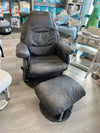 Babyhood Glider & Ottoman -  Dark Grey Leather like Material