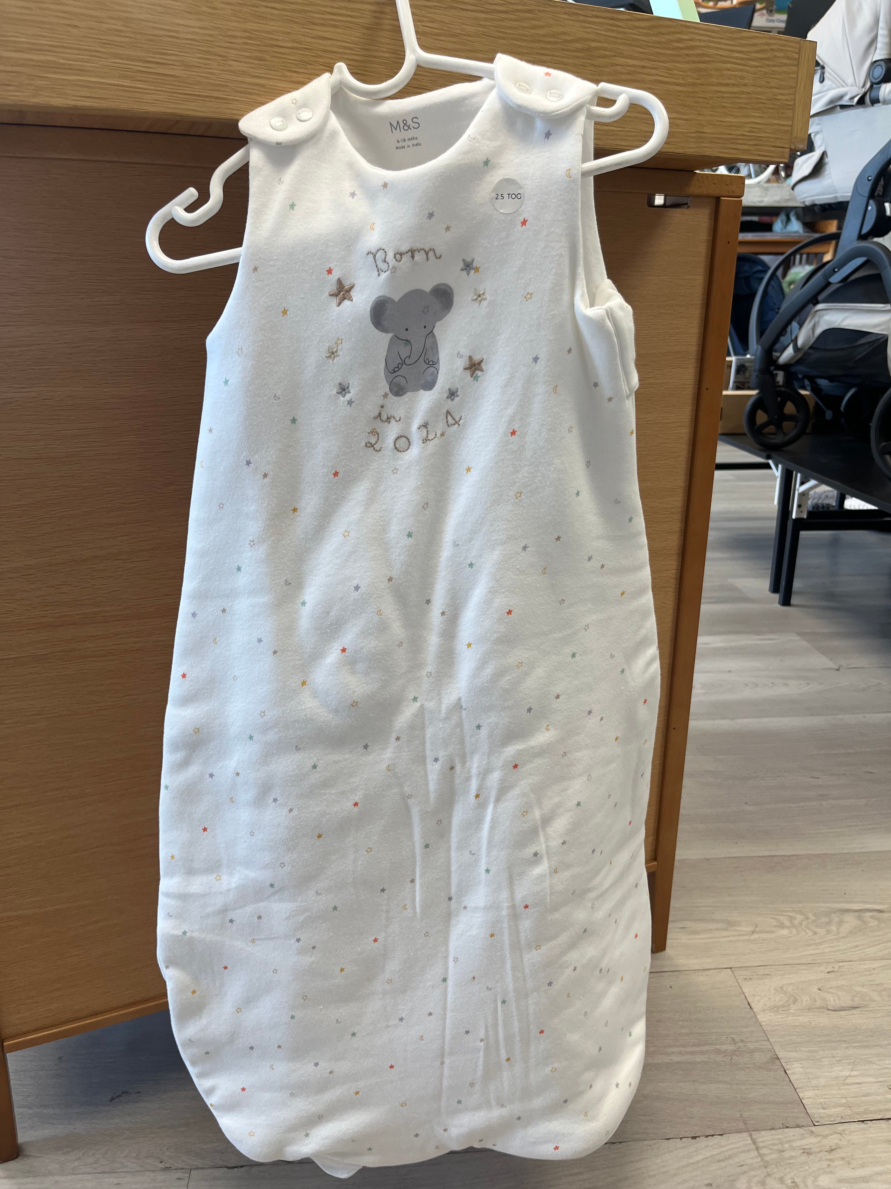 Pure Cotton Born In 2024 2.5 Tog Sleeping Bag