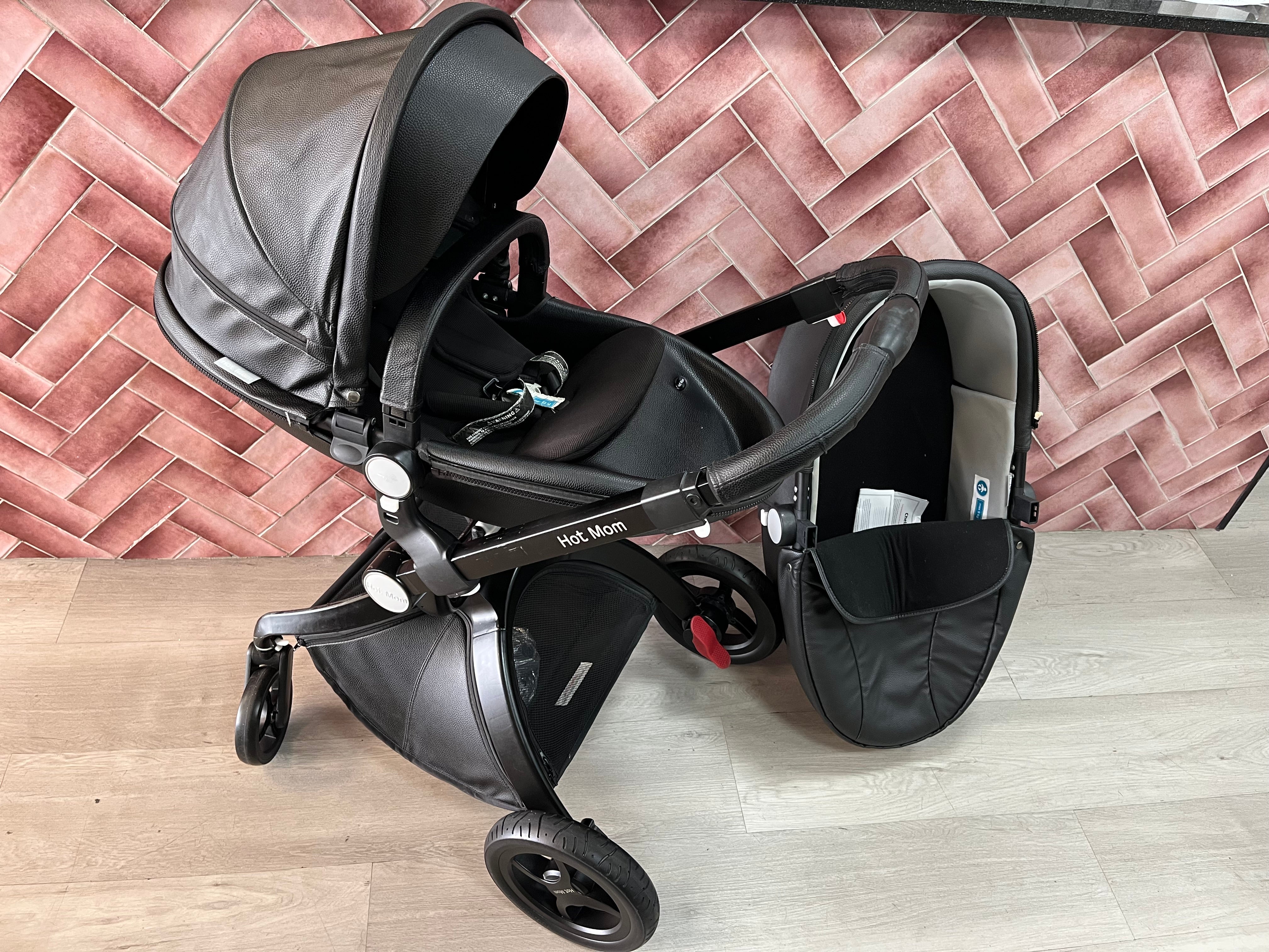 Hot Mom 2in1 Coccon Pram & Bassinet - Black
