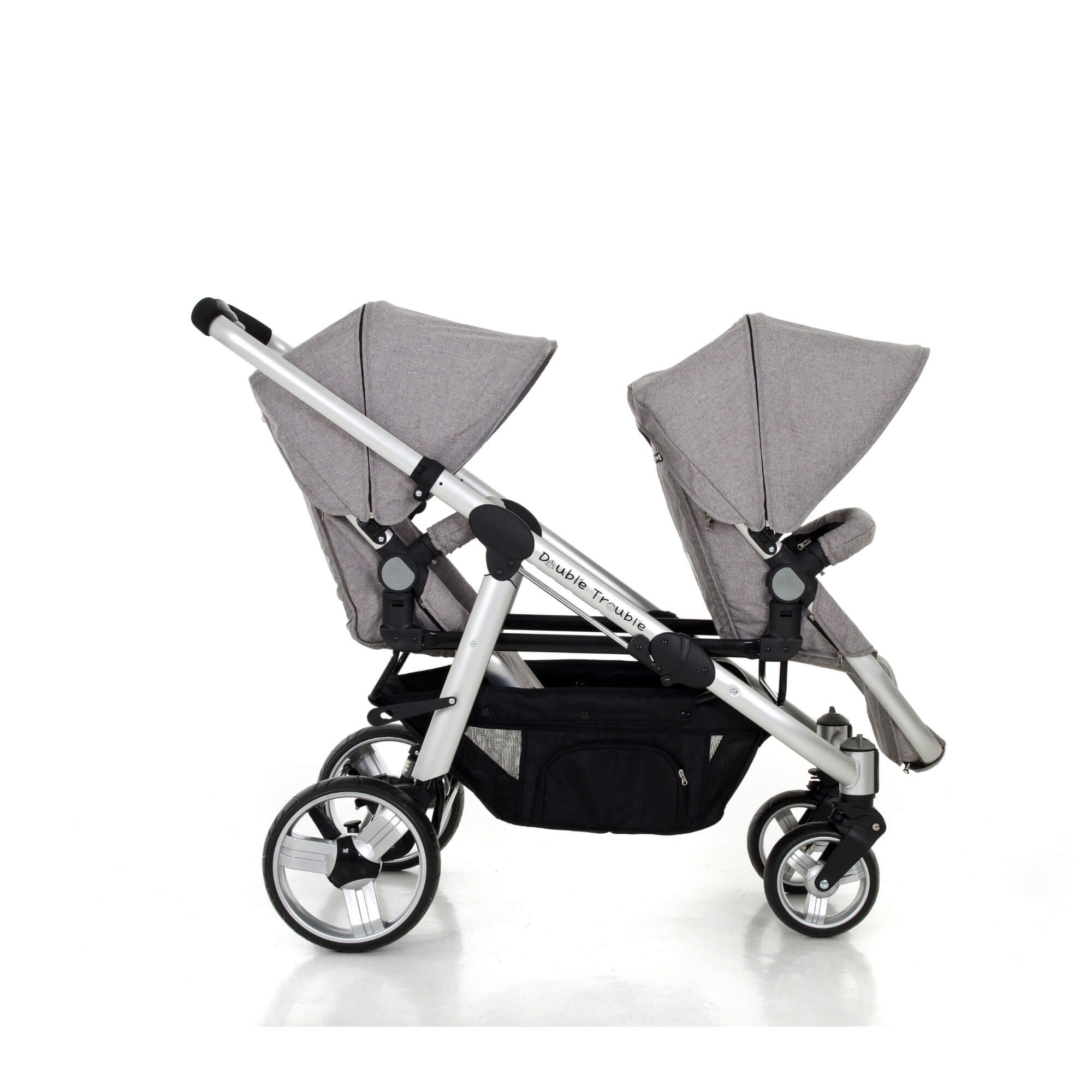 Double Trouble Twin Pram - Grey Melange