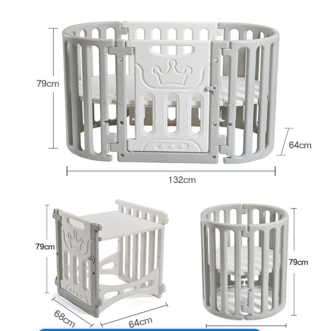 PVC Oval Cot, 9in1, Co-sleeper,Kids Bed, Play pen, Swing bed,Study table &Chairs -BRAND NEW